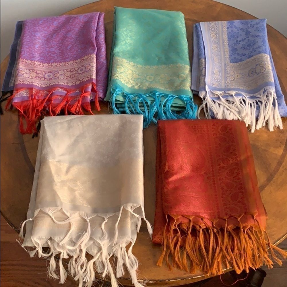 Indian silk scarves. Different colors.